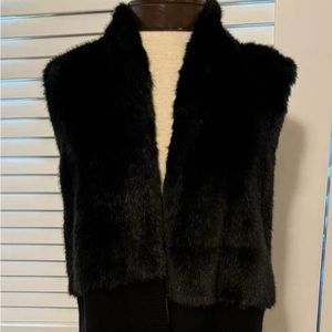 Chicos long black faux fur sweater vest